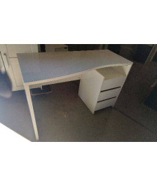 BUREAU LAQUE BLANC 3 TIROIRS 