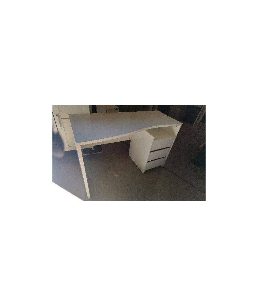 BUREAU LAQUE BLANC 3 TIROIRS 