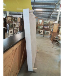 SOMMIER TAPISSER A LATTES AVEC PIEDS BOIS CLAIR 140X190