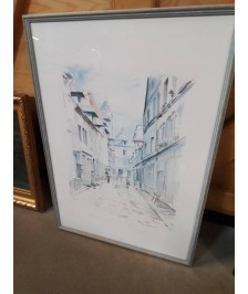 GRAVURE PLACE DE LA VIRE PONT AUDEMER 