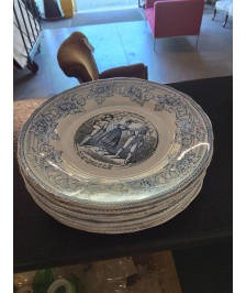 8 ASSIETTES PARLANTES LA FILLE DE MADAME ANGOT J.VIEILLARD BORDEAUX XIXE
