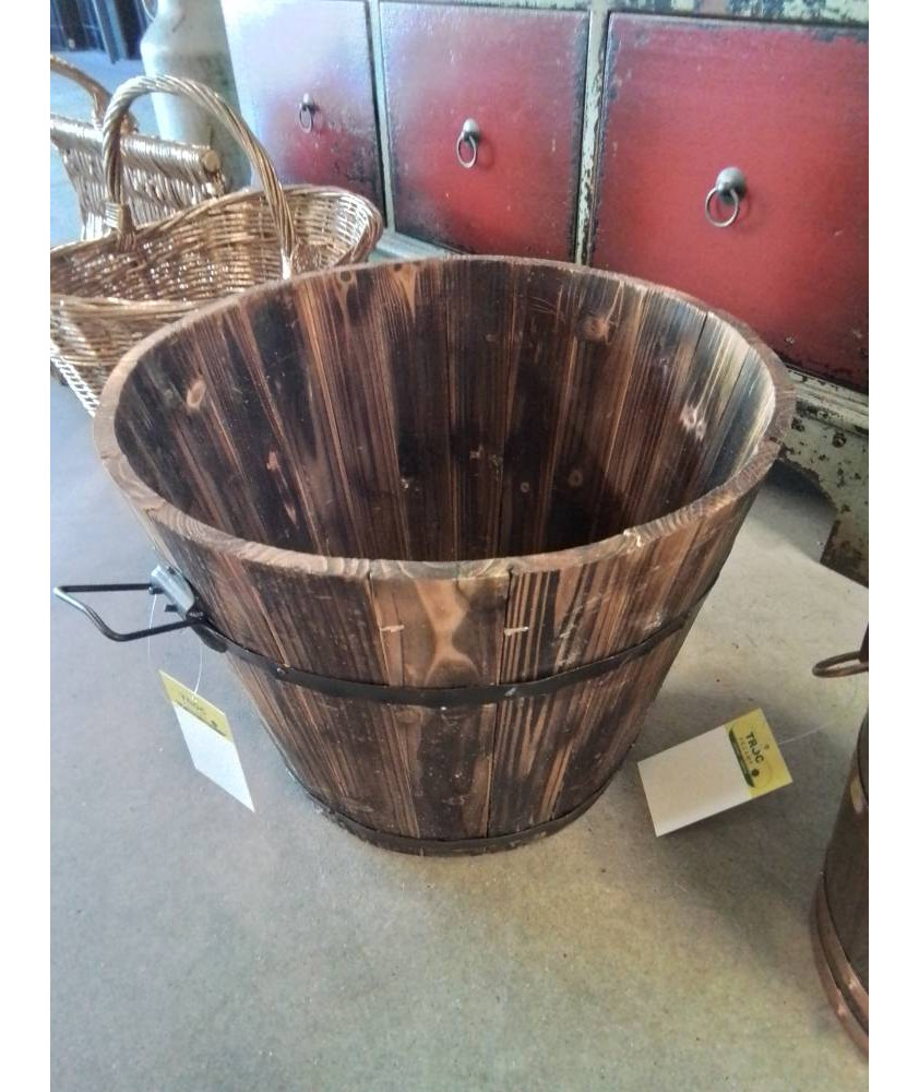 JARDINIÈRE RONDE BOIS CERCLÉ 