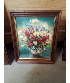 HUILE SUR TOILE BOUQUET DE FLEUR J.LEVESQUE