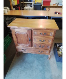 COMMODE CHANTOURNÉ PIEDS GALBÉ 1 PORTE 4 TIROIRS STYLE REGENCE 