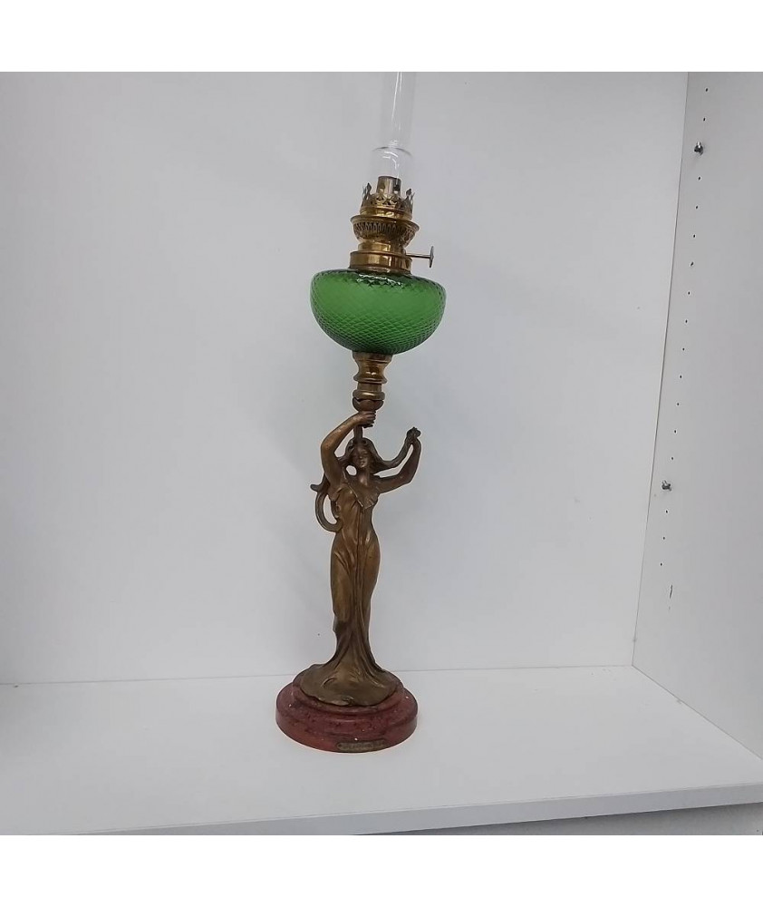 LAMPE ART NOUVEAU REGULE SIGNÉE BRUCHON