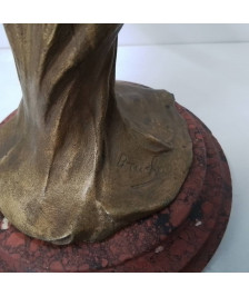LAMPE ART NOUVEAU REGULE SIGNÉE BRUCHON