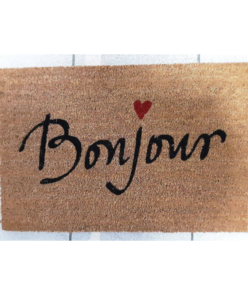 TAPIS COCO TEXTE BONJOUR COEUR NATUREL 40X60CM TAPIS COCO TEXTE BONJOUR COEUR NATUREL 40X60CM