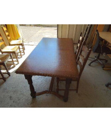 TABLE DE SALLE À MANGER RUSTIQUE AVEC RALLONGE INTÉGRÉE