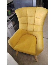 FAUTEUIL STYLE SCANDINAVE MILIBOO / EFFET VELOURS JAUNE