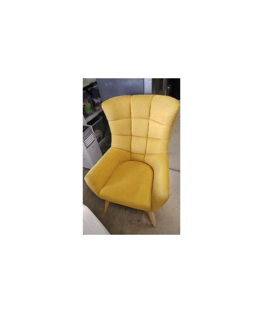 FAUTEUIL STYLE SCANDINAVE MILIBOO / EFFET VELOURS JAUNE