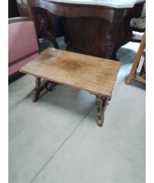 TABLE BASSE RECTANGULAIRE BOIS ENTRETOISE FER FORGÉ 