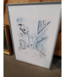 GRAVURE PLACE DE LA VIRE PONT AUDEMER 
