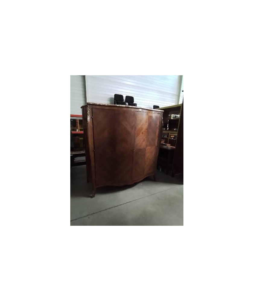 ARMOIRE LINGERE BOIS DE ROSE MARQUETÉ GARNITURES BRONZE 2 PORTES DESSUS MARBRE ROSE VEINÉ ARMOIRE LINGERE BOIS DE ROSE MARQUETÉ GARNITURES BRONZE 2 PORTES DESSUS MARBRE ROSE VEINÉ