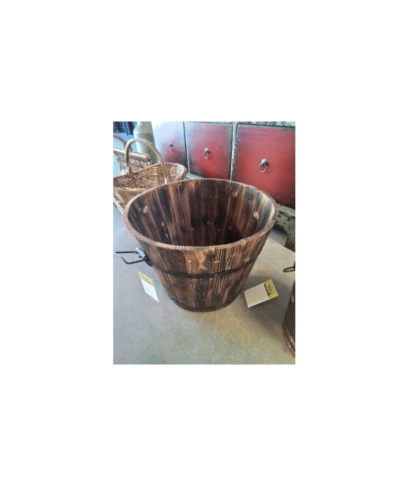 JARDINIÈRE RONDE BOIS CERCLÉ 
