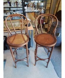 PAIRE DE TABOURETS DE BAR VOIS COURBÉ COMPTOIR DE FAMILLE