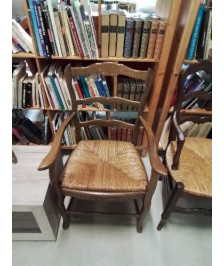 FAUTEUIL DE CHEMINÉE BOIS PAILLÉ STYLE RÉGENCE COQUILLE 