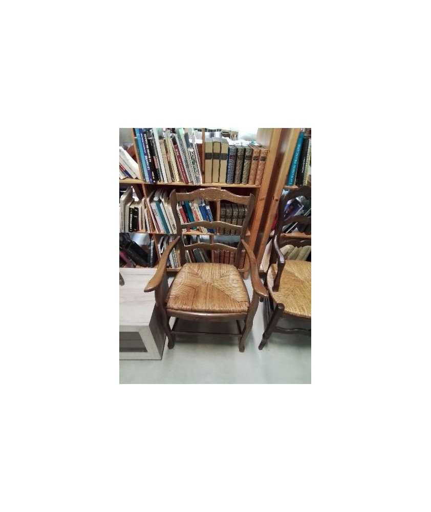 FAUTEUIL DE CHEMINÉE BOIS PAILLÉ STYLE RÉGENCE COQUILLE 