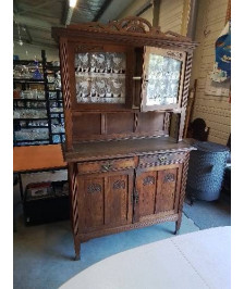 BUFFET VITRÉES 2 CORPS SCULPTÉ 4 PORTES 2 TIROIRS ANNÉES 40
