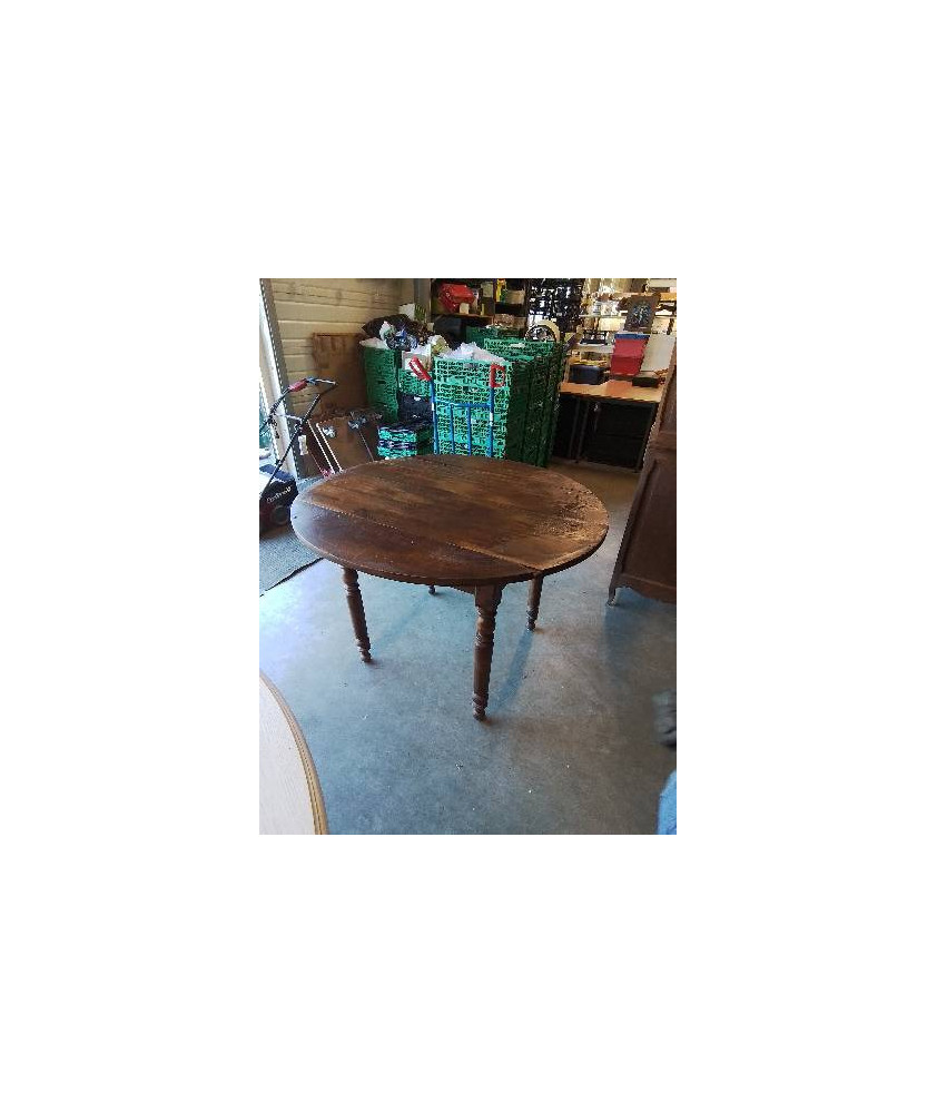 TABLE RONDE A ABATTANTS PIEDS TOURNÉS 112X75CM