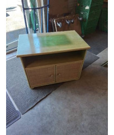 BUFFET VANNERIE ET BOIS VERT 1 NICHE 2 PORTES 