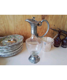 CARAFE EN VERRE ET ETAIN