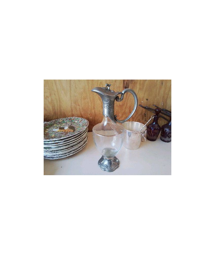 CARAFE EN VERRE ET ETAIN