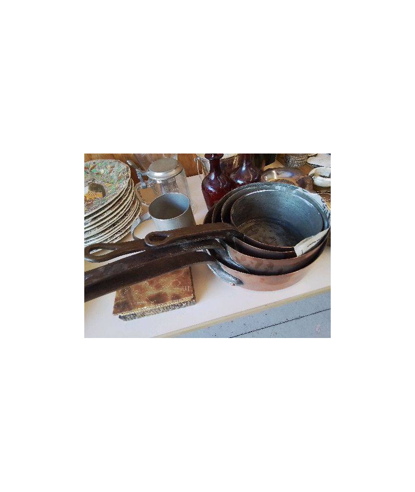 ENSEMBLE DE 4 CASSEROLES EN CUIVRE