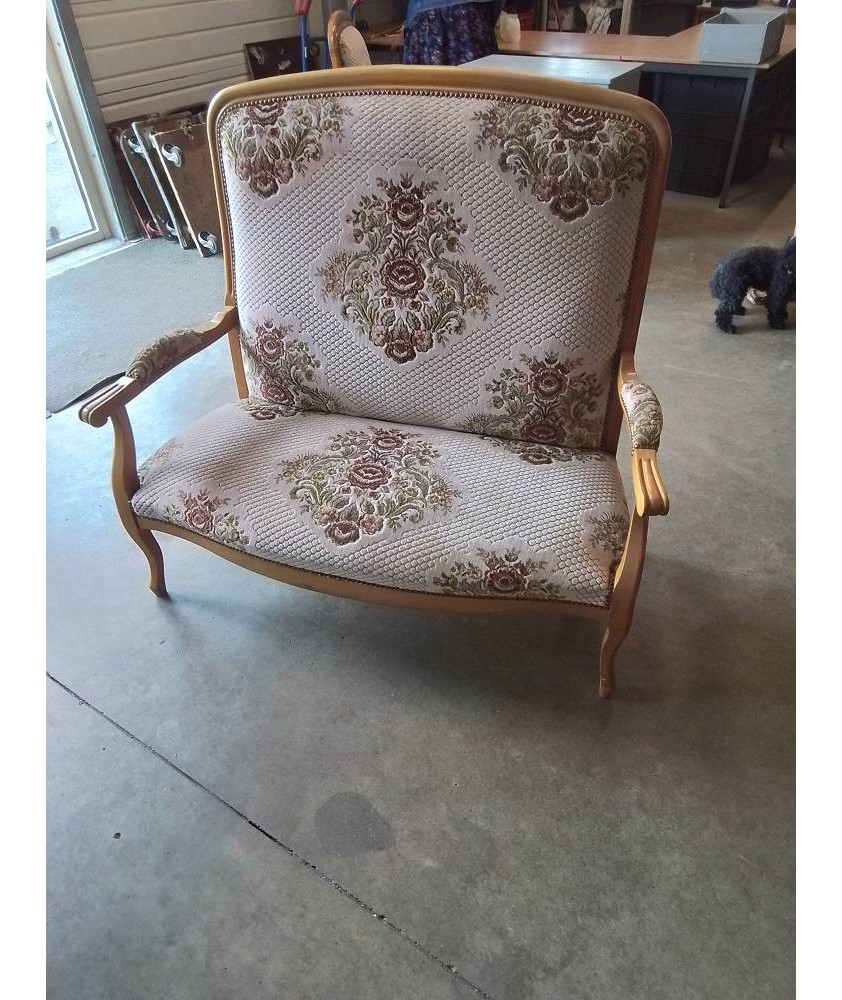 CANAPE STYLE REGENCE BEIGE A FLEURS 