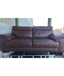 CANAPE CUIR MARRON 3 PLACES 
