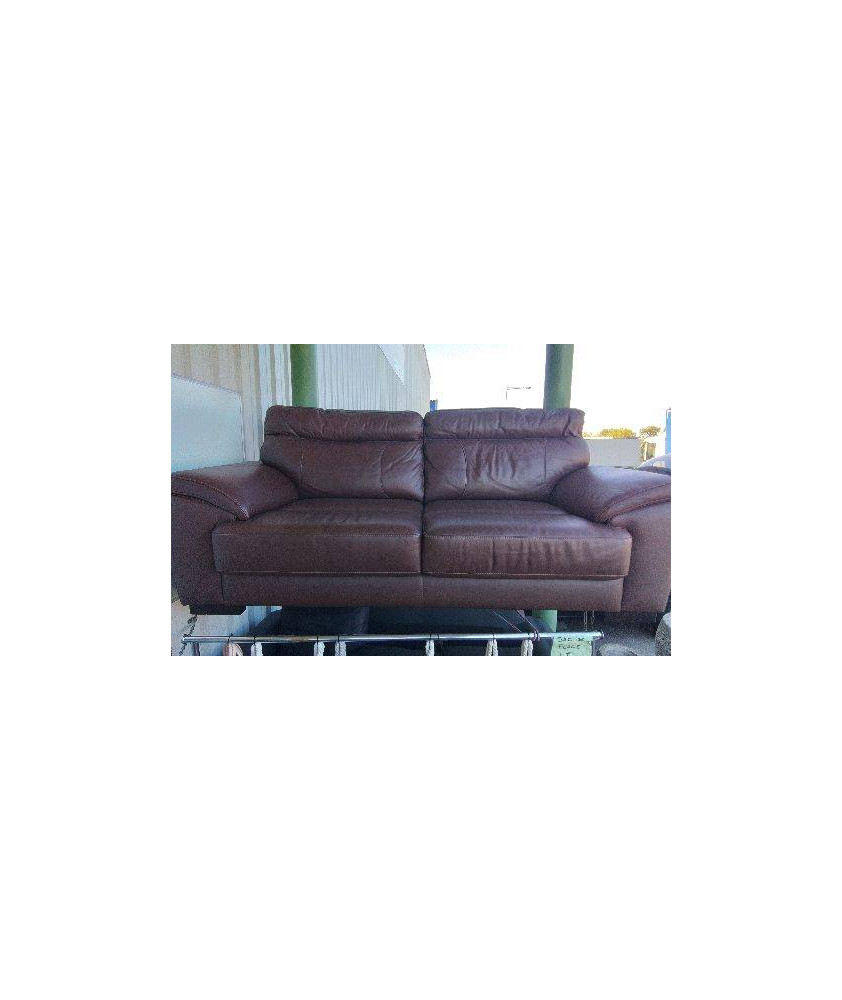 CANAPE CUIR MARRON 3 PLACES 