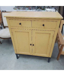 BUFFET 2 PORTES 2 TIROIRS JAUNE NOIR