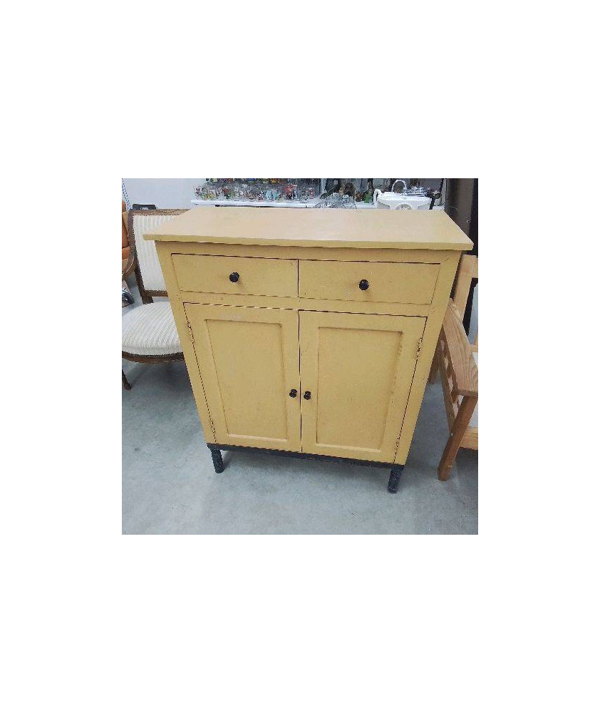BUFFET 2 PORTES 2 TIROIRS JAUNE NOIR
