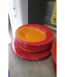 ASSIETTES VERRE ROUGE ORANGE