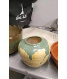 VASE VERT ET JAUNE 