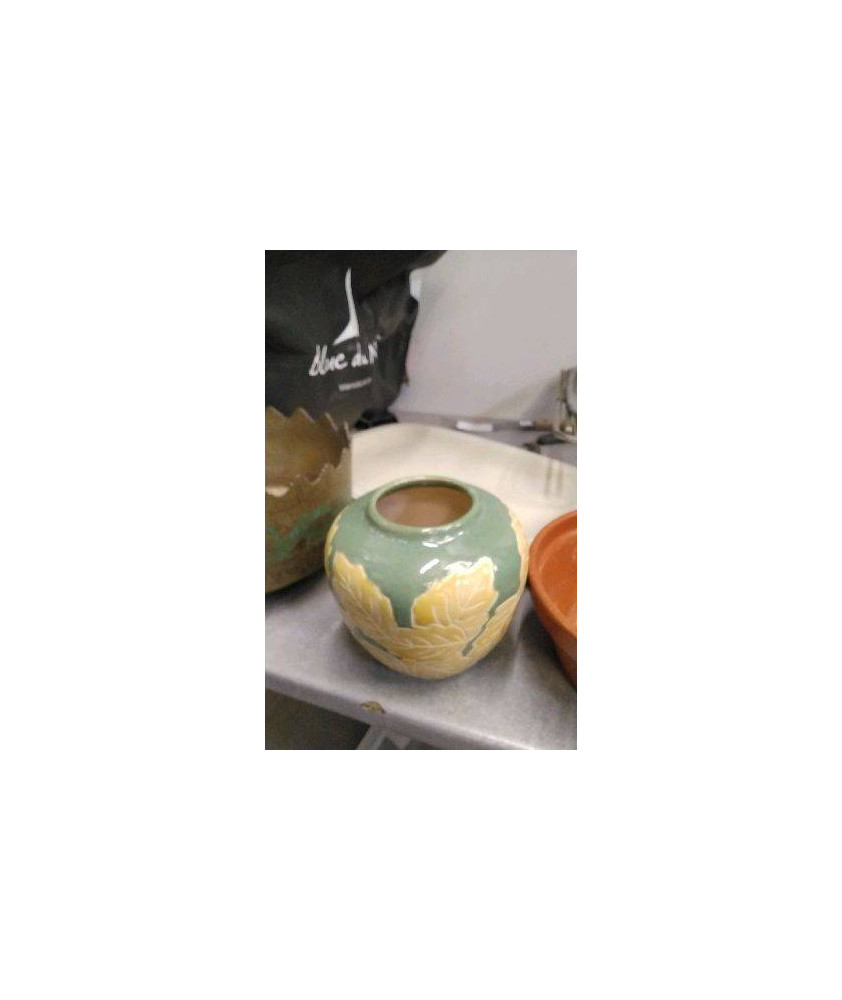 VASE VERT ET JAUNE 