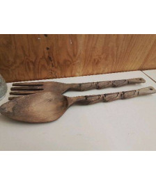 PAIRE DE 2 GEANTS COUVERTS EN BOIS 