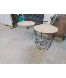 TABLE BASSE EN FER PLATEAU BOIS 