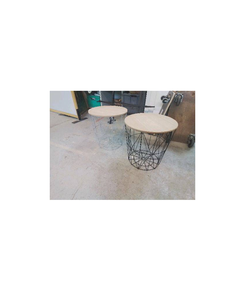 TABLE BASSE EN FER PLATEAU BOIS 