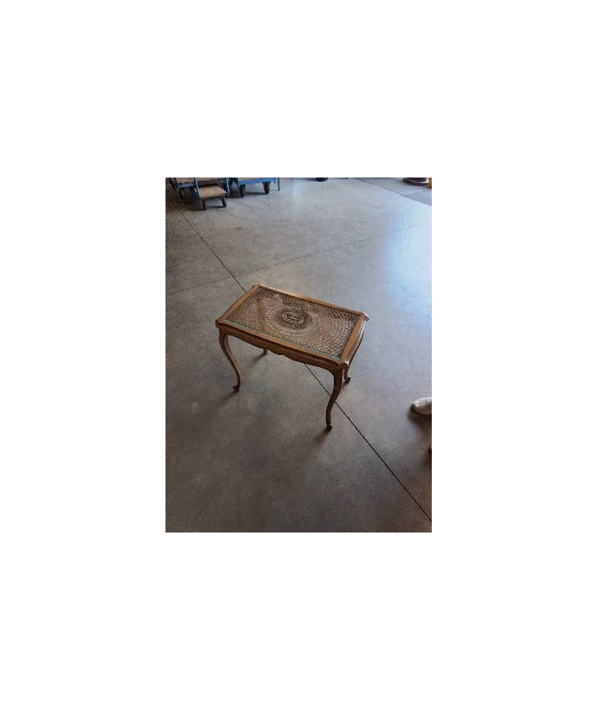 TABLE BASSE RECTANGULAIRE CANNÉ DESSUS VERRE