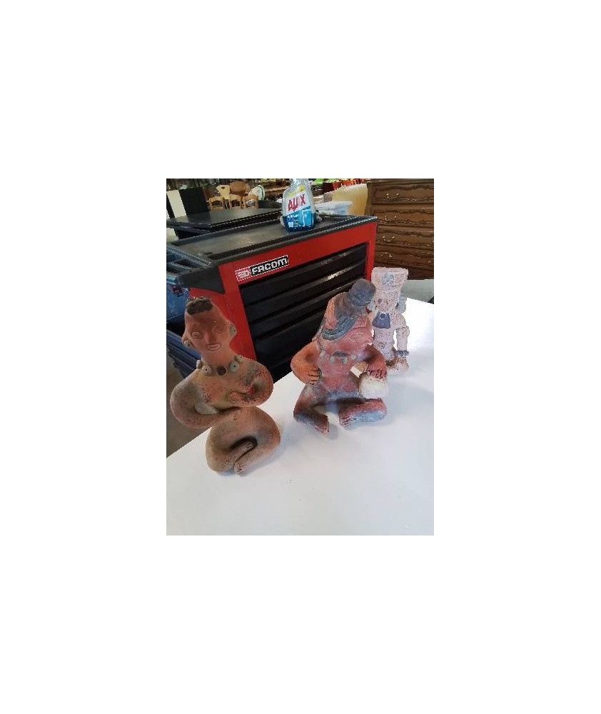 FIGURINE GUERRIER MEXICAIN TERRE CUITE 23CM