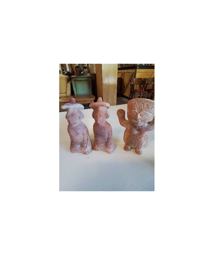 FIGURINE GUERRIER MEXICAIN TERRE CUITE 17CM