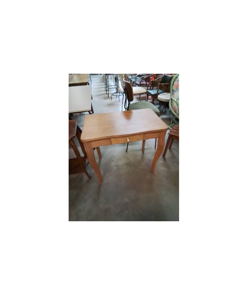 BUREAU RECTANGULAIRE BOIS CLAIR PIEDS GALBÉS 1 TIROIR 