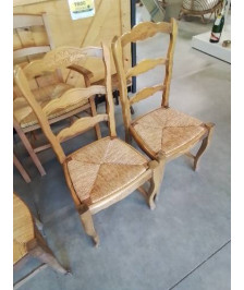 PAIRE DE CHAISES BOIS CLAIR PAILLÉ STYLE RÉGENCE COQUILLE 