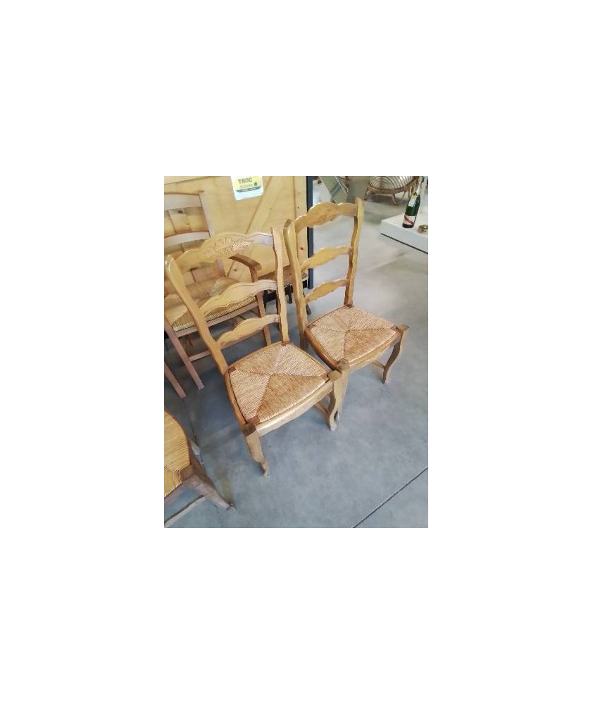 PAIRE DE CHAISES BOIS CLAIR PAILLÉ STYLE RÉGENCE COQUILLE 