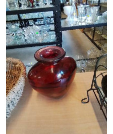 VASE VERRE SOUFFLÉ TEINTÉ ROUGE