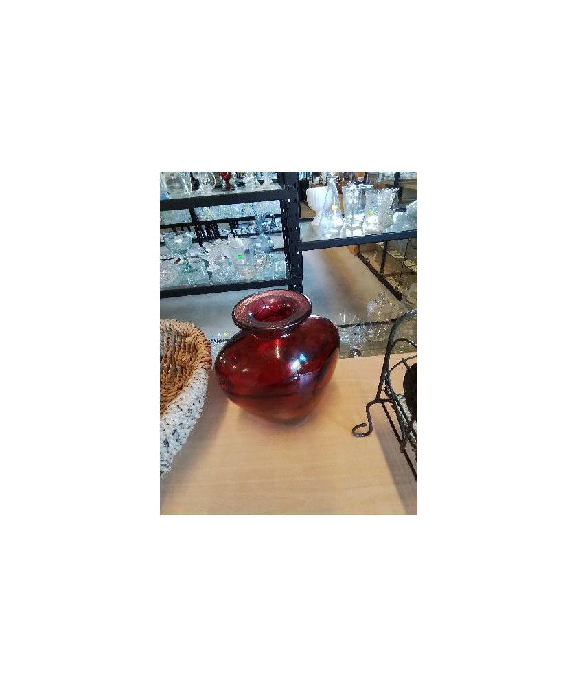 VASE VERRE SOUFFLÉ TEINTÉ ROUGE