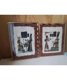 TABLEAU PARCHEMIN DE PAPYRUS SCENE EGYPTIENNE