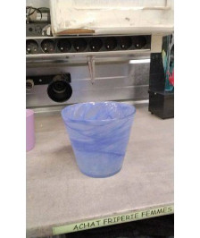 CACHE POT VERRE BLEU 
