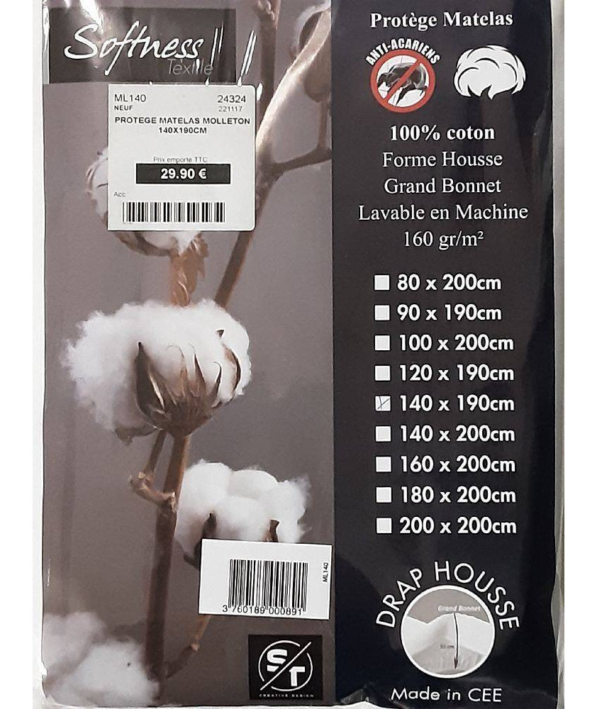 PROTEGE MATELAS MOLLETON 140X190CM PROTEGE MATELAS MOLLETON 140X190CM