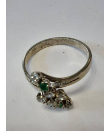 BAGUE OR 18K 2.13GR EMERAUDE DIAMANTS T48